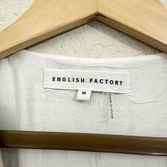 ENGLISH FACTORY Lace Up Mini Dress Sand Beige Sleeveless Linen Cotton - Picture 12 of 14